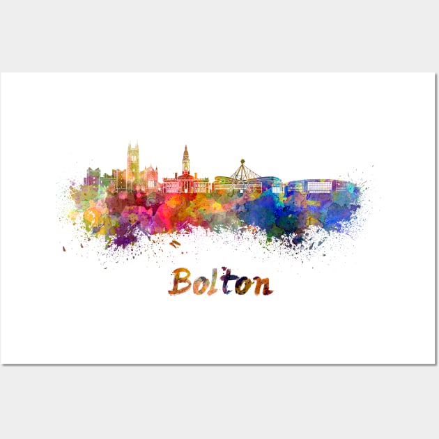 Bolton skyline in watercolor Wall Art by PaulrommerArt